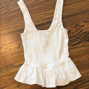 H&M White Peplum Tank Top